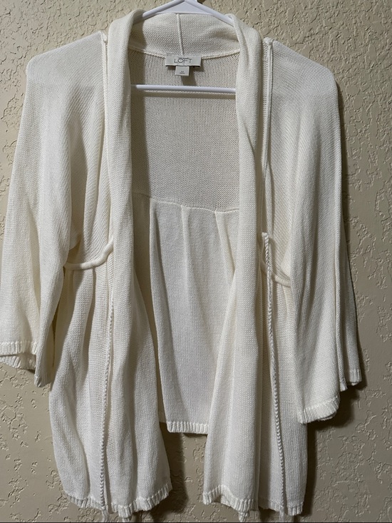 LOFT Sweaters - LOFT Cream Open-Front Lightweight Cardigan Sweater M